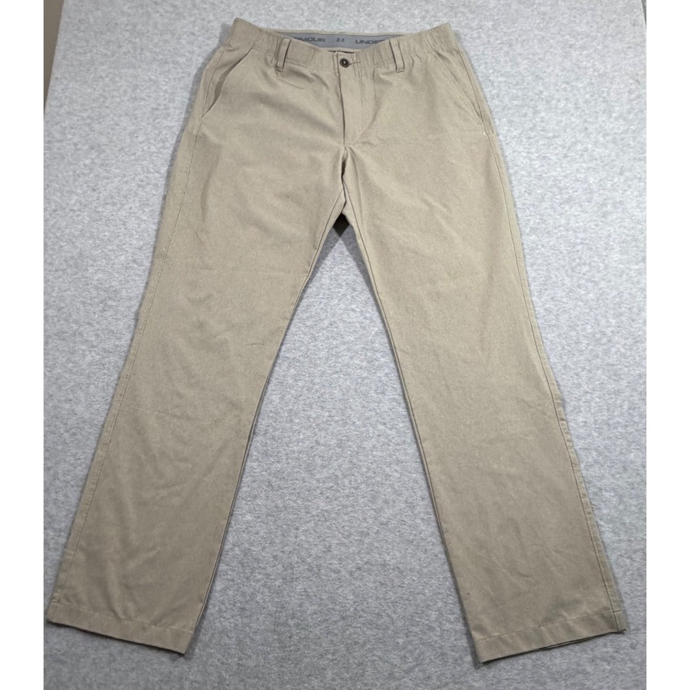 Under Armour Golf Pants Mens 36x32 Khaki Stretch Waist Performance Preforated‎